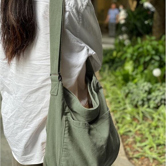 Canvas Hobo Crossbody Shoulder Tote Bag for Men Women Casual Travel Work - Picture 3 of 6